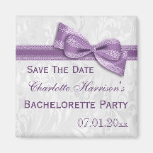 Blanc Damask & Faux Bow Bachelorette Enregistrer L