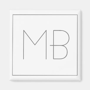 Aimant Blanc Élégant Unique Monogramme