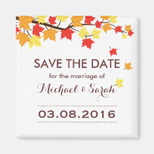 Aimant Blanc Enregistrer la date Maple Leaf Mariage de au