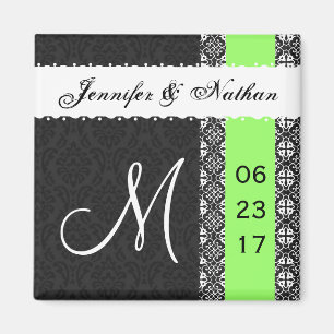 Aimant blanc noir de mariage de dentelle de