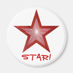 Aimant blanc rond du réfrigérateur Red Star 'STAR!