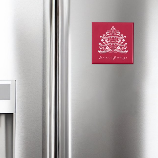 Aimant Blanc sur arbre de Noël scandinave rouge (Créateur téléchargé)