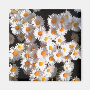 Aimant Blancs Brillants Sur Art Floral Noir
