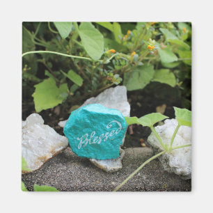 Aimant Blessed Rock caché dans un jardin