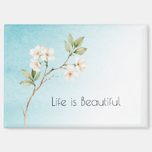 Aimant Bleu Aqua Blanc Floral