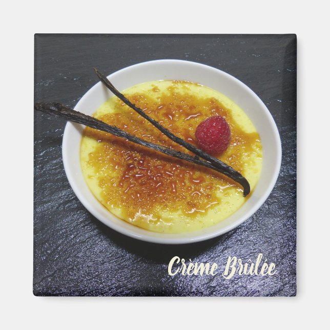 Aimant Bleu de crème sur ardoise avec framboise et vanill (Devant)