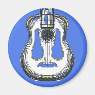 Aimant bleu de visage de monstre de guitare