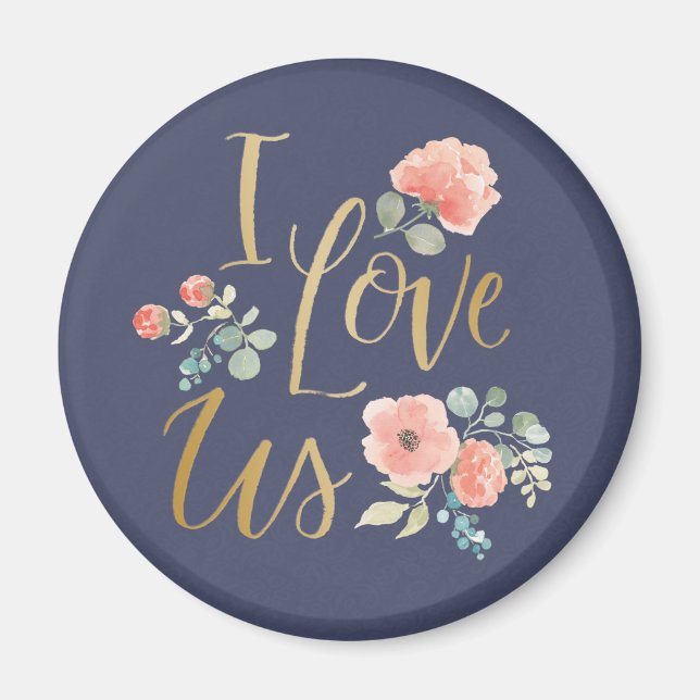 Aimant Bleu délicieux fleurissant | Je nous aime (Devant)