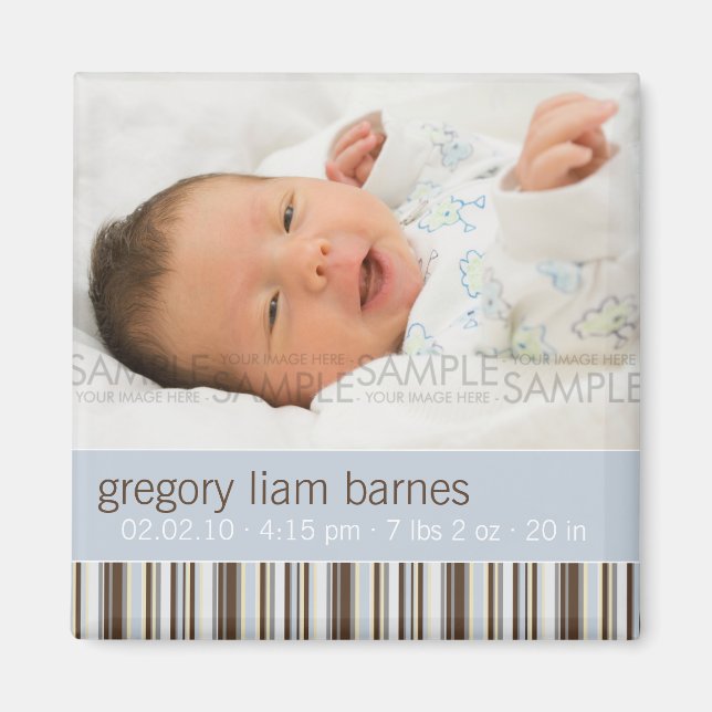 Aimant Bleu des éclats d'hiver ・ Faire-part bébé (Devant)