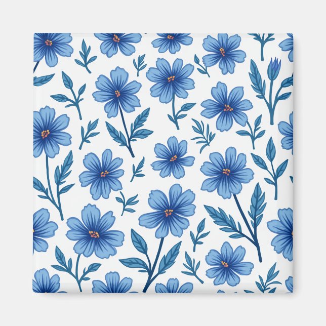 aimant bleu fleur (Devant)