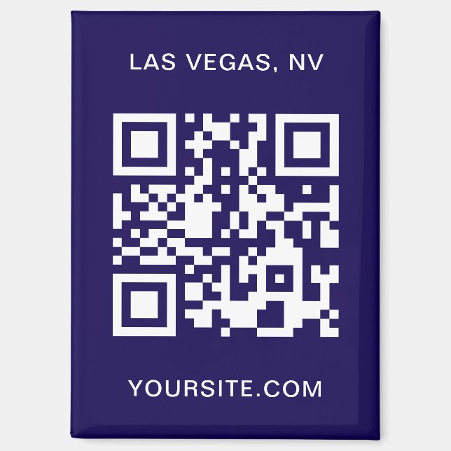 Aimant Bleu foncé et blanc moderne QR Code Promo (Recto)