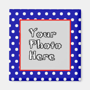 Aimant Bleu n Blanc Pois Rouge Trier Photo Cadre