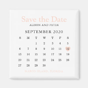 Aimant Bleu Pink Heart Calendrier Mariage Enregistrer la 