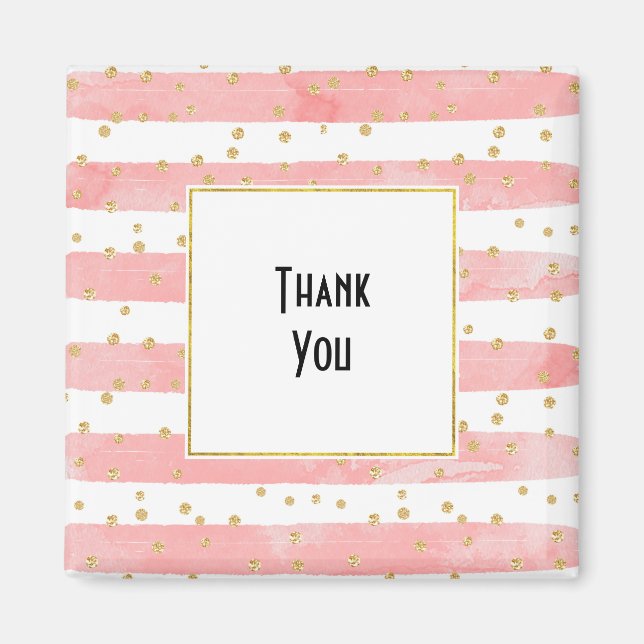 Aimant Bleu rose | Faux Gold Confetti Merci (Devant)