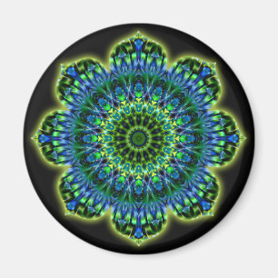 Aimant bleu vert mandala   noir
