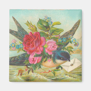 Aimant bleu vintage d'oiseau