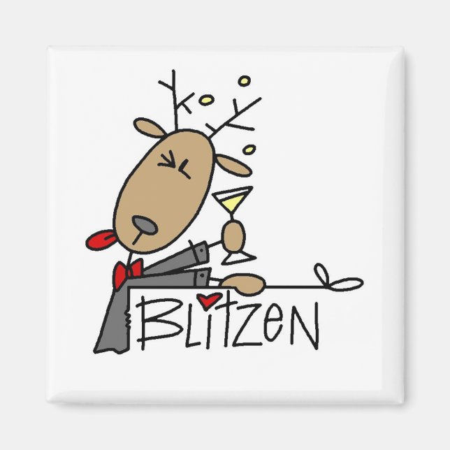 Aimant Blitzen Reindeer T-shirts et cadeaux de Noël (Devant)