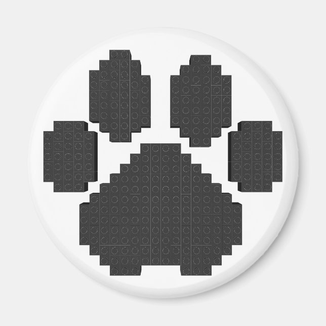 Aimant Blocs de construction d'empreintes de chien noir (Devant)