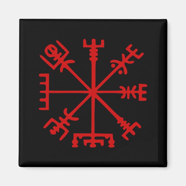 Aimant Blood Red Vegvísir (Viking Compass) (Devant)