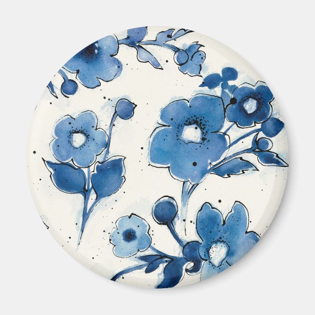 Aimant Blooms bleus indépendants (Devant)