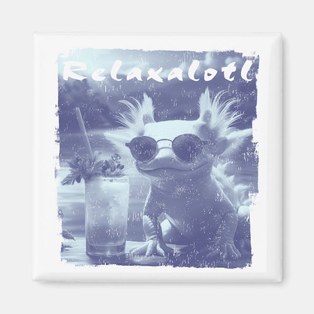 Aimant Blue Distressed Relaxalotl Axolotl (Devant)