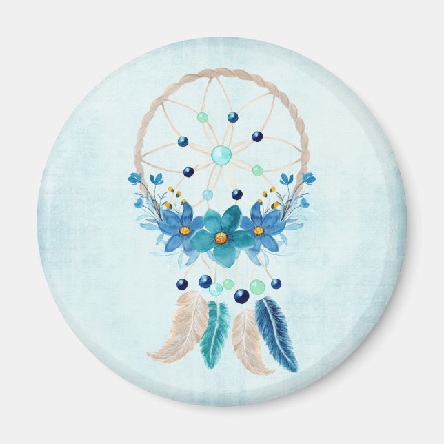 Aimant Blue Dreamcatcher Design Boho élégant (Devant)