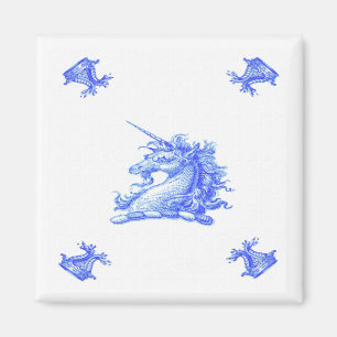 Aimant Blue Dutch Unicorn Head Old