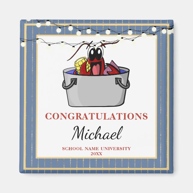 Aimant Blue Gold Crawfish Boil Party de graduation (Devant)