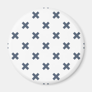 Aimant Blue-grey cross stitches on white
