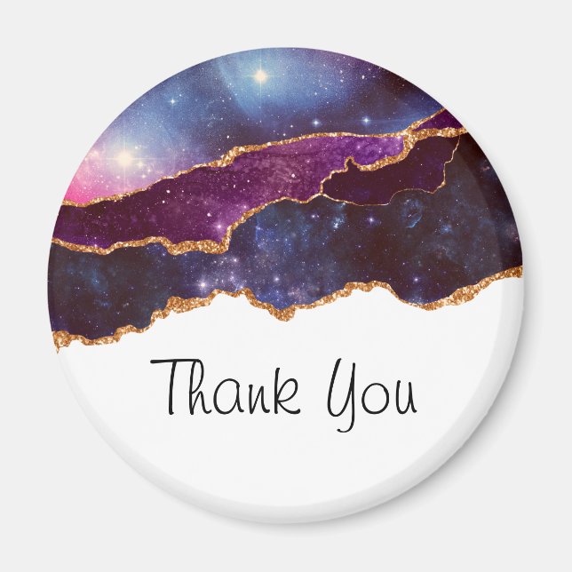 Aimant Blue & Purple Space & Stars Moderne Agate Merci (Devant)