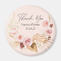 Blush PInk Boho Aquarelle Florale merci Magn