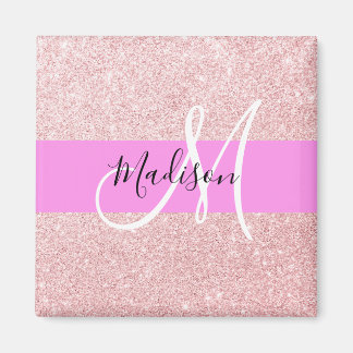 Aimant Blush Rose Glamour Or Glitter Monogramme