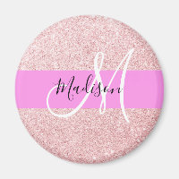 Blush Rose Glitter Monogramme Rose Doré Pailleté