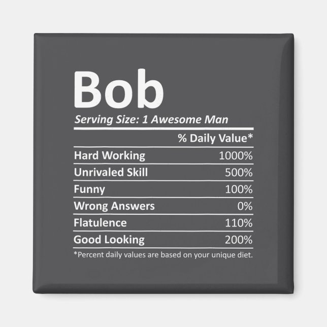 Aimant Bob Nutrition Funny Birthday D Name Gif  (Devant)