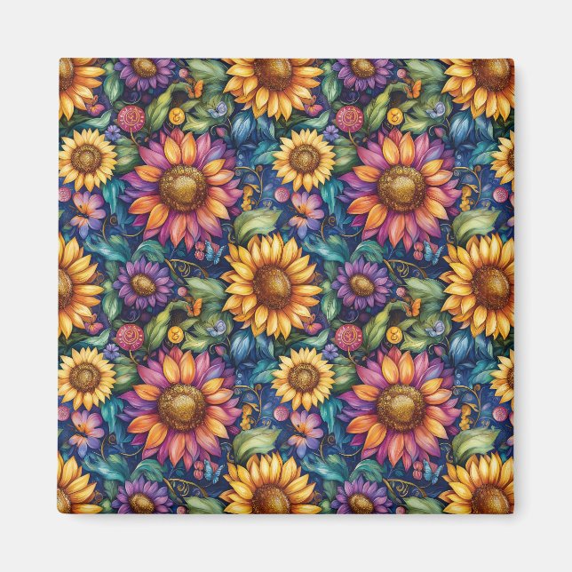 Aimant Bohème Floral Dreamscape Vibrant Motif (Devant)