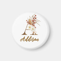 Boho Floral lettre A Monogramme Mariage Faveur