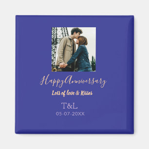 Aimant Boho moderne heureux anniversaire ajouter nom bleu