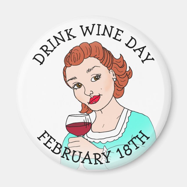 Aimant Boire la Journée du Vin Février 18 Fêtes (Devant)