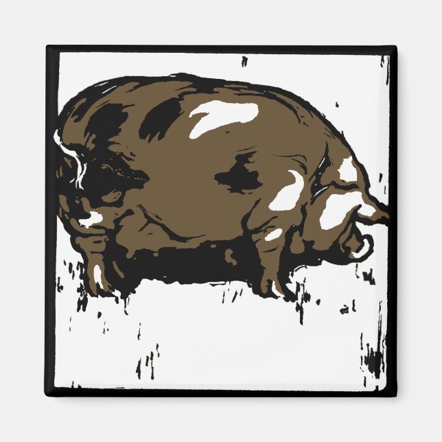 Aimant Bois de l'État victorien Animaux de ferme Cochons (Devant)