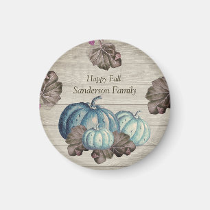 Aimant Bois gris mou Automne Automne Bleu Citrouille magn