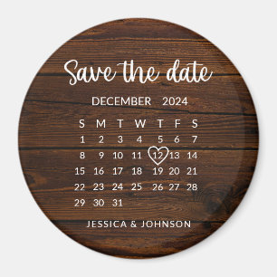 Aimant Bois rustique Calendrier Mariage Enregistrer la da