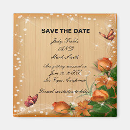 Aimant Bois Rustique Floral Butterfly Wedding Enregistrer