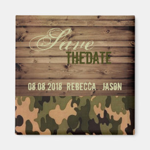 Aimant bois rustique western Camo Mariage enregistrer la