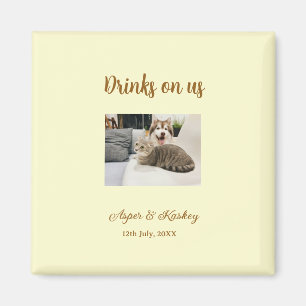 Aimant Boissons offertes bar ouvert photo de mariage coup