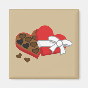 Aimant Boîte à cadeaux au chocolat au coeur - Saint-Valen