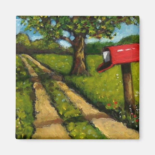 Aimant Boîte aux lettres pays rouge : Peinture à l'huile (Devant)