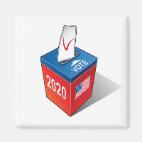 Boîte de vote avec bulletin de vote en chute libre