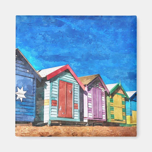 Aimant Boîtes de bain de Brighton Peinture aquarelle (Devant)