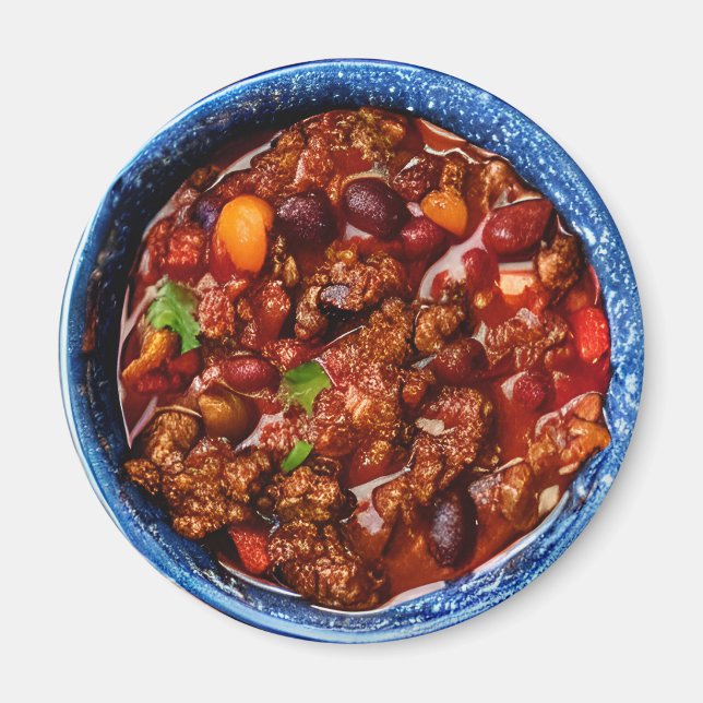 Aimant Bol bleu du Chili Food (Devant)