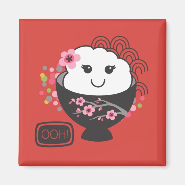 Aimant Bol de riz japonais Kawaii (Devant)